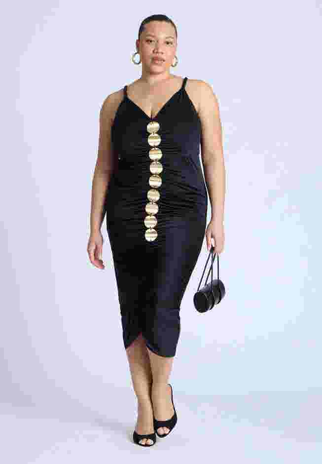 Hardware Shirred Midi Dress image number 2