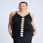 Hardware Shirred Midi Dress image number null