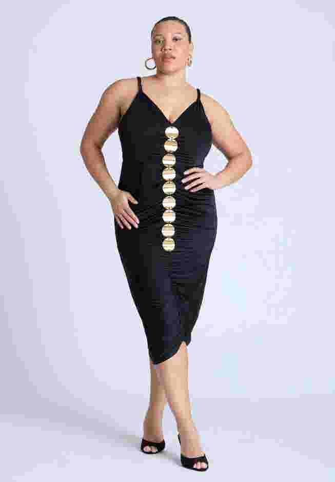 Hardware Shirred Midi Dress image number 0