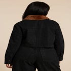 Embellished Denim Jacket With Fur Collar image number null