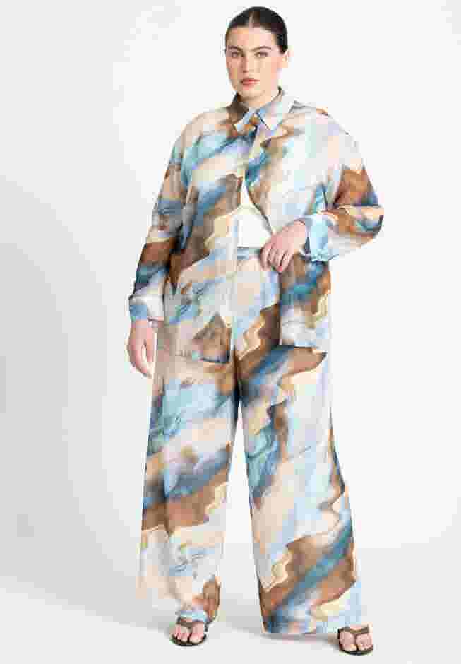 Wide Leg Printed Chiffon Pant image number 1