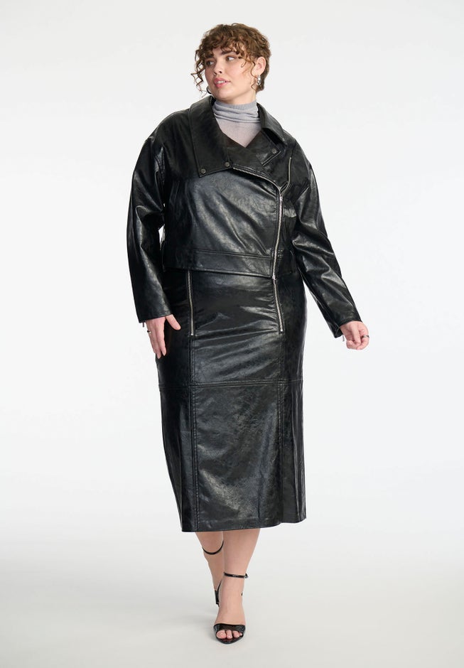 Boxy Faux Leather Jacket image number 4