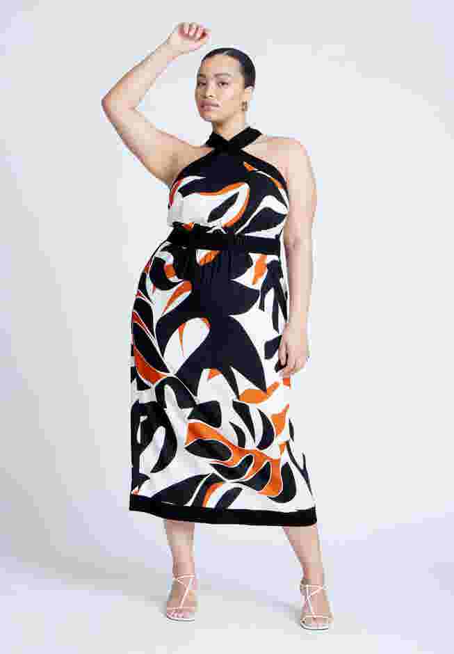 Halter Neck Printed Maxi Dress image number 1