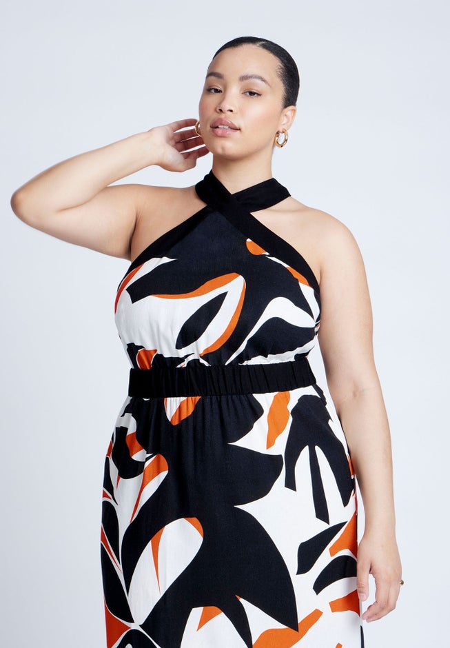 Halter Neck Printed Maxi Dress image number 4