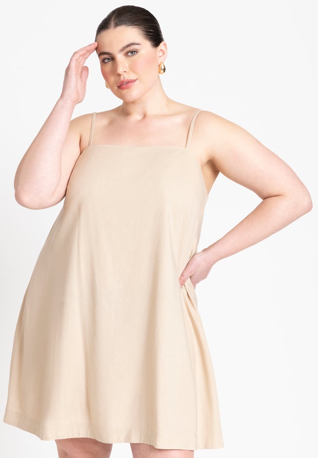 Relaxed Square Neck Mini Dress image number null