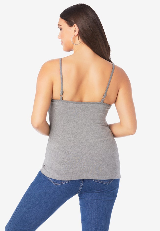 Plus Size Cami with Built-In Bra and Adjustable Straps image number 1