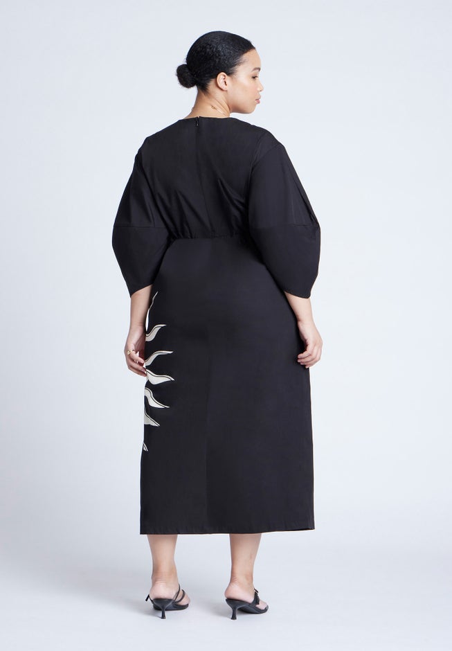 Twist Detail Printed Column Dress