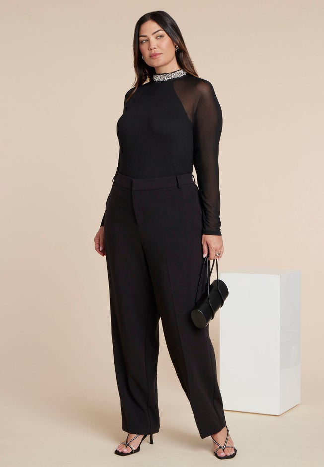 Embellished Top With Sheer Sleeves image number 2