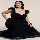 Flutter-Sleeve Tulle Midi Dress image number null