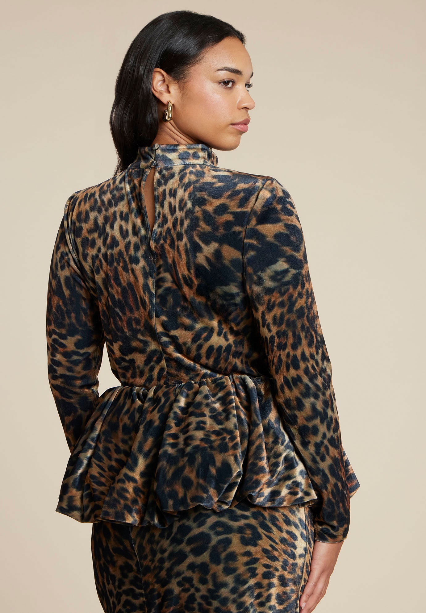 Leopard Velvet Turtleneck Top image number 2