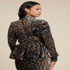 Leopard Velvet Turtleneck Top image number null