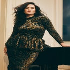 Leopard Velvet Turtleneck Top image number null