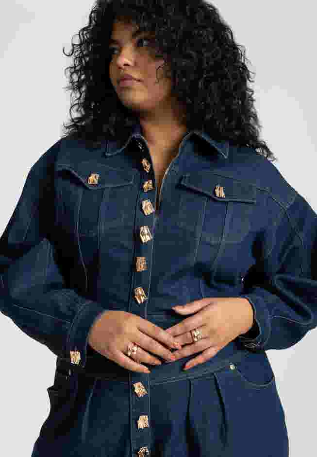 Gold Hardware Denim Jumpsuit image number 3