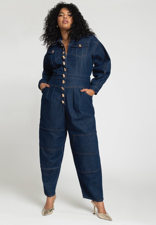 Gold Hardware Denim Jumpsuit image number null
