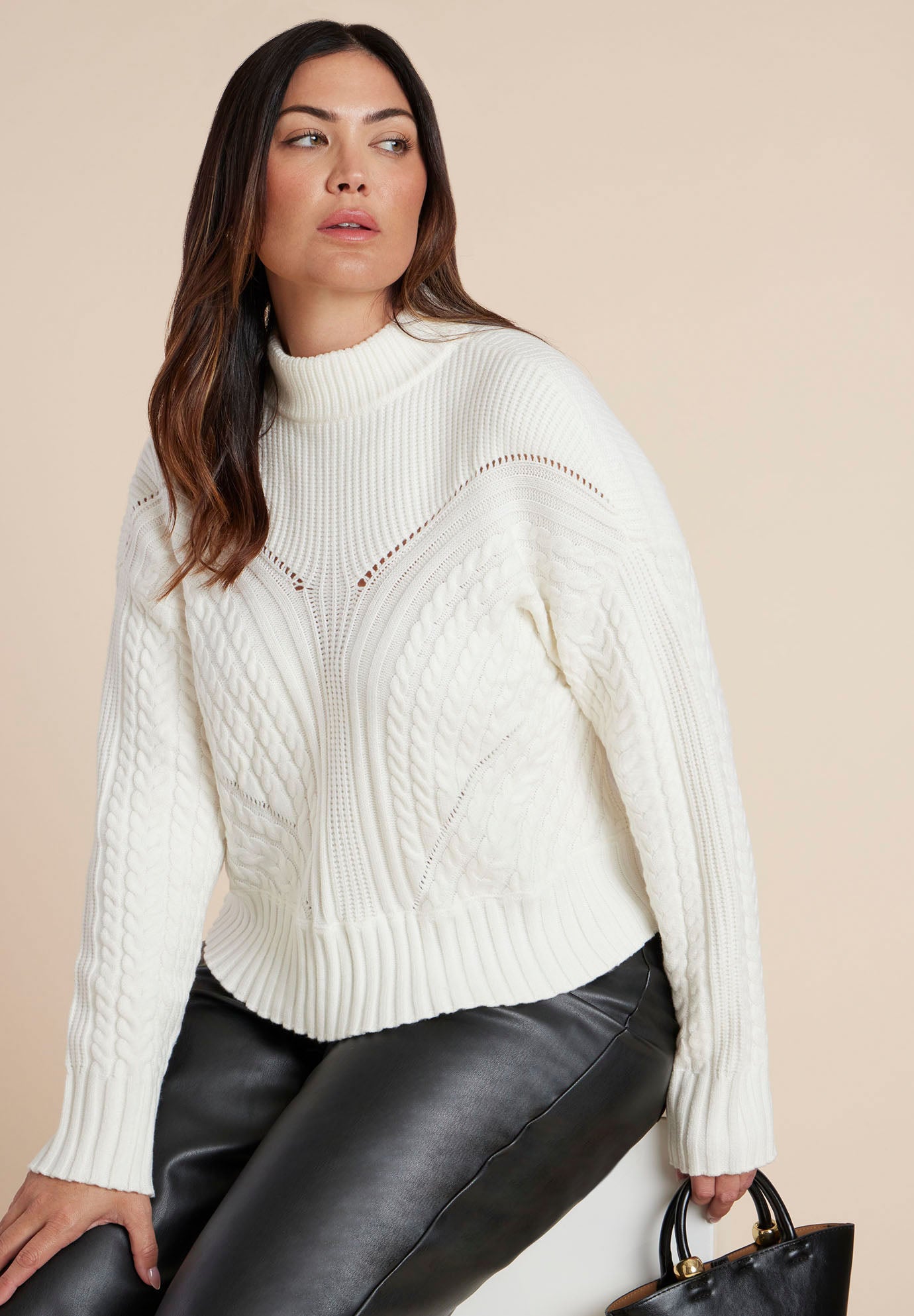 Cableknit Funnelneck Sweater image number 0