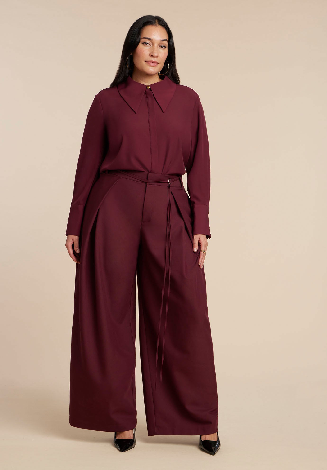Pleat Detail Trouser With Long Belt image number 4