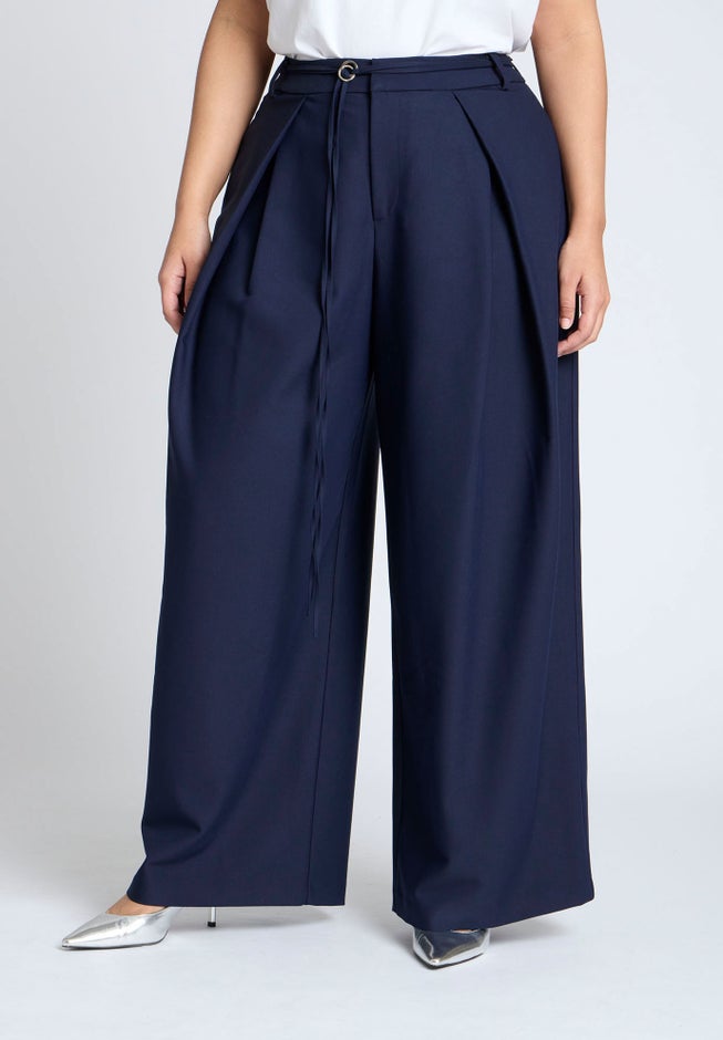 Pleat Detail Trouser With Long Belt image number null