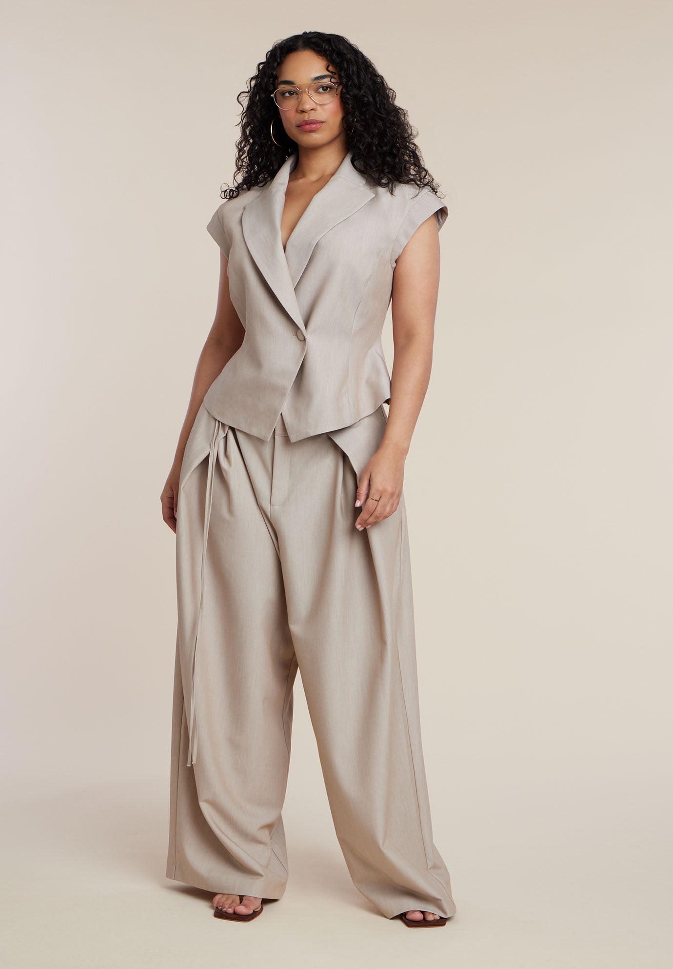 Pleat Detail Trouser With Long Belt image number 0