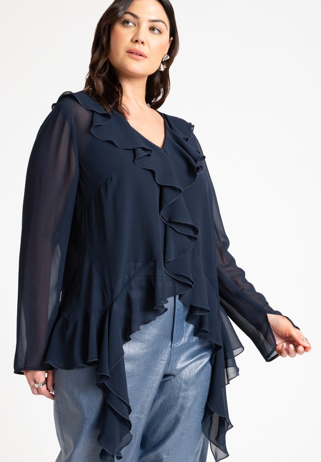Ruffle Trim Blouse image number null