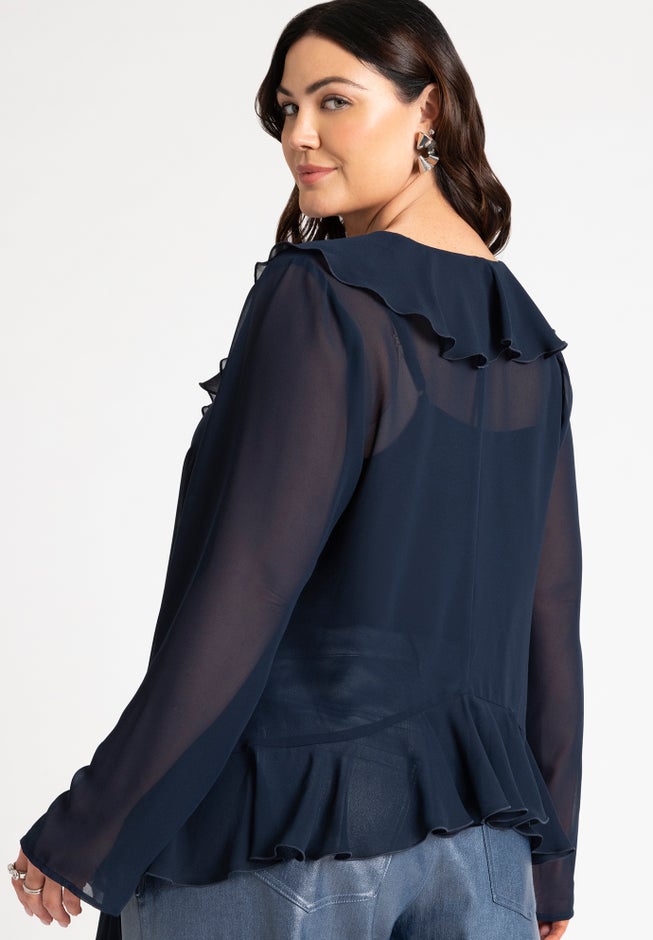 Ruffle Trim Blouse image number null