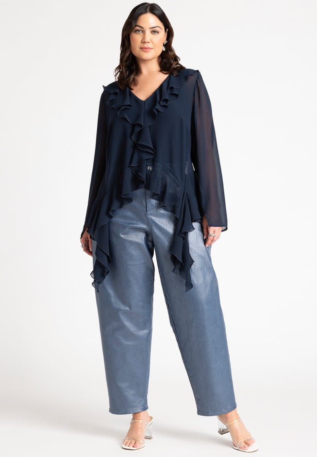 Ruffle Trim Blouse image number null