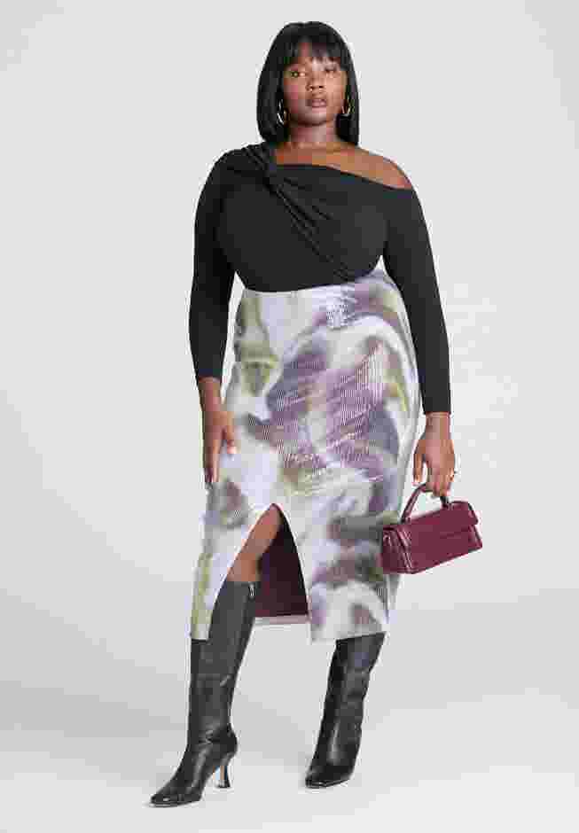 Printed Sequin Midi Skirt image number 1