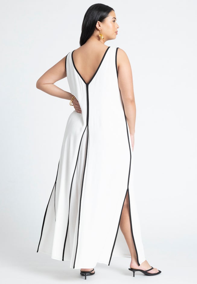 V Neck Gauze Maxi Dress image number null