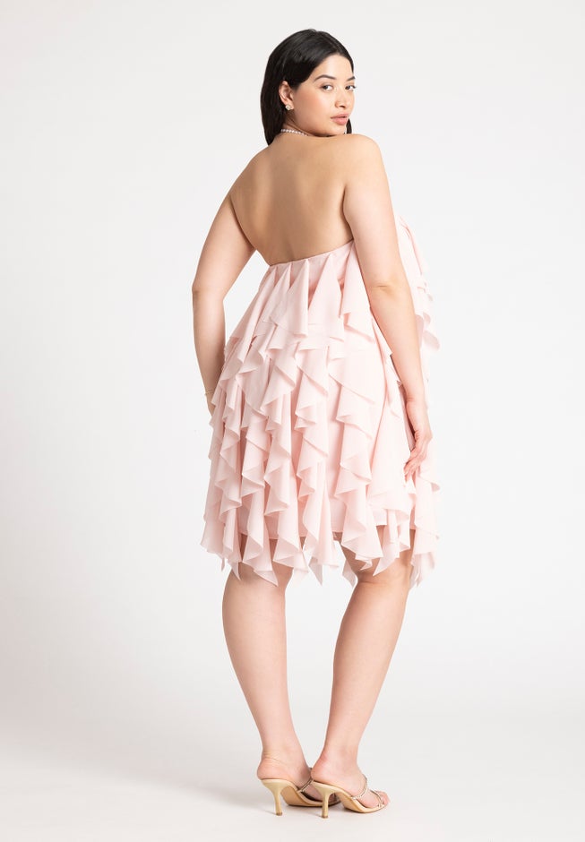 Ruffle Halter Neck Mini Dress image number null