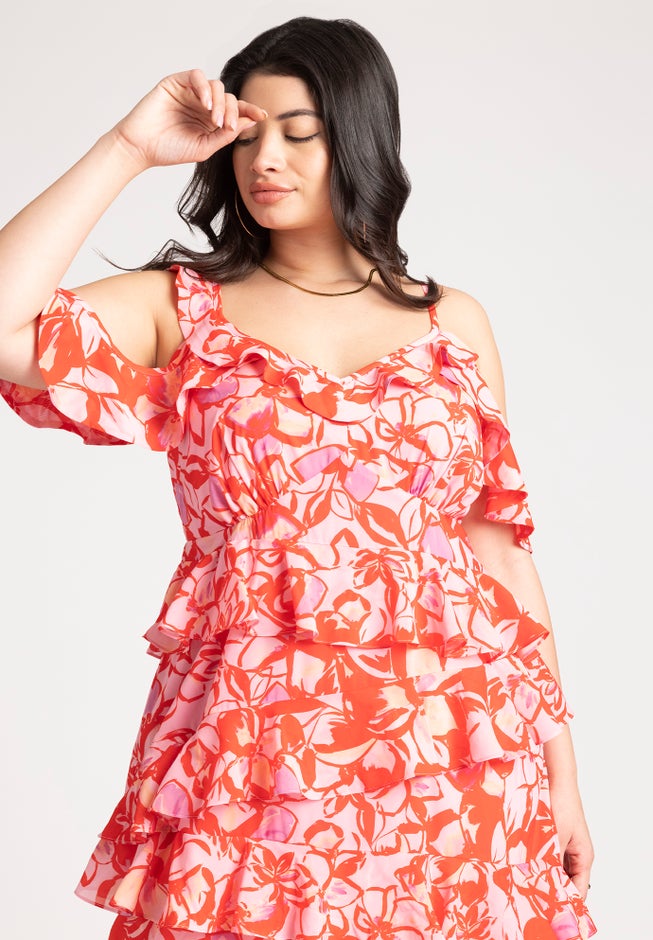 Asym Ruffle Maxi Dress image number null