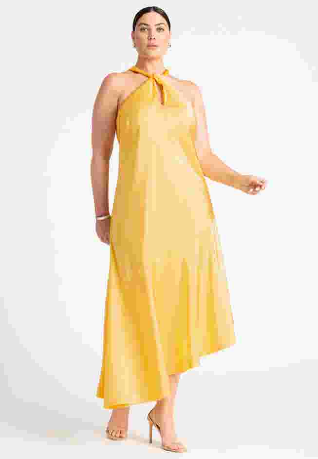 Twisted Neck Satin Maxi Dress image number 1