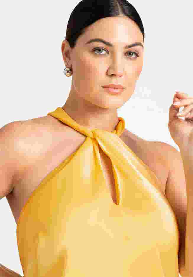 Twisted Neck Satin Maxi Dress image number 4