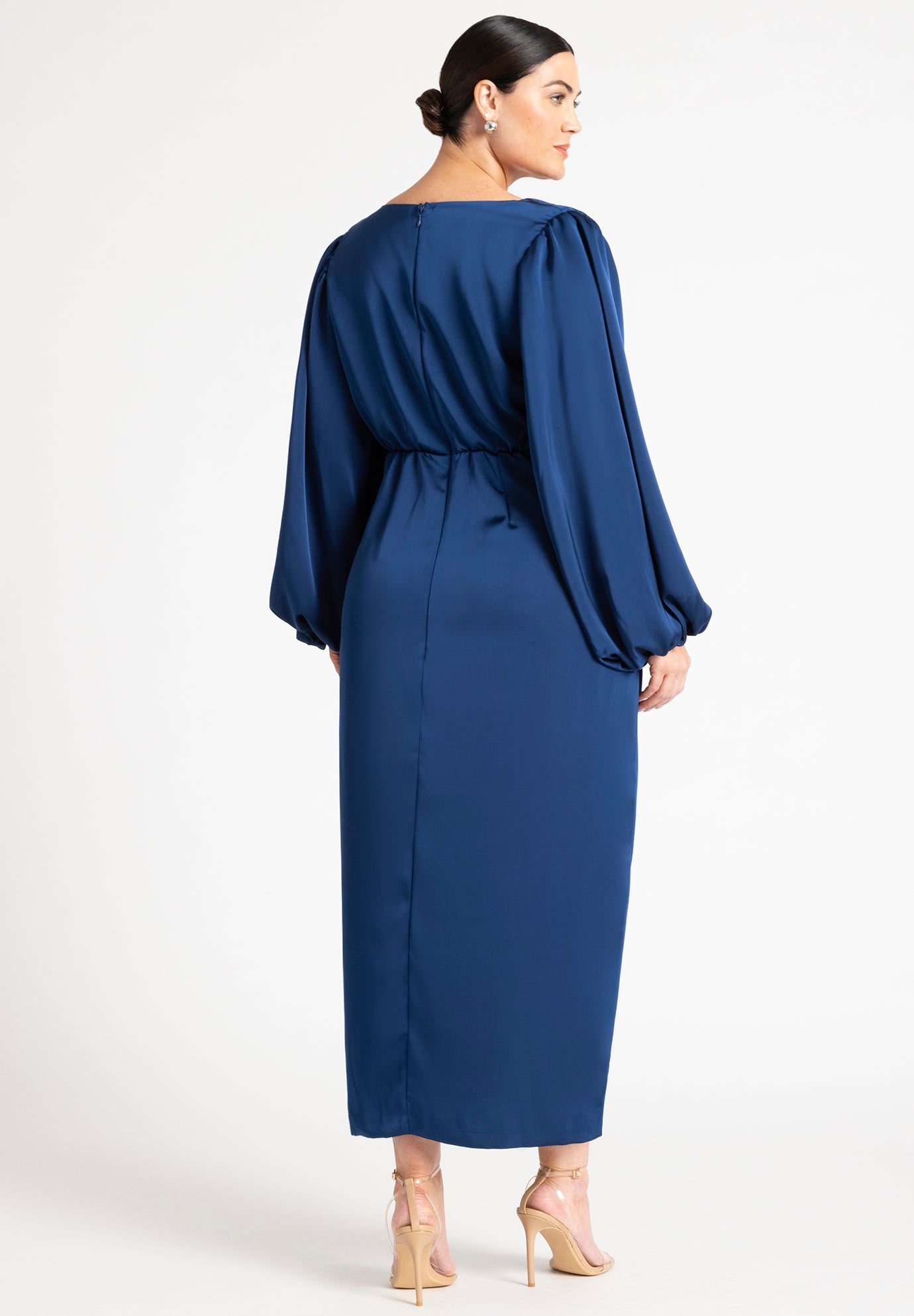 Satin Puff Sleeve Pleated Dress image number 1