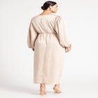 Satin Puff Sleeve Pleated Dress image number null