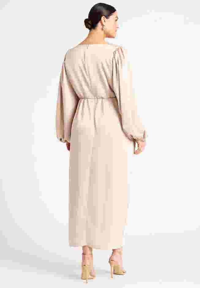 Satin Puff Sleeve Pleated Dress image number 2
