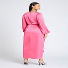 Satin Puff Sleeve Pleated Dress image number null