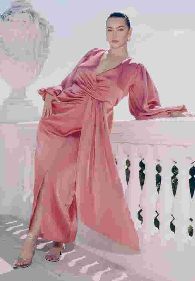 Satin Puff Sleeve Pleated Dress image number 0