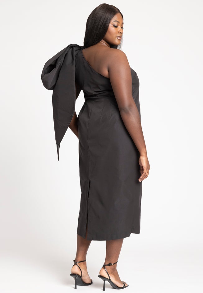 One Shoulder Bow Column Dress image number null