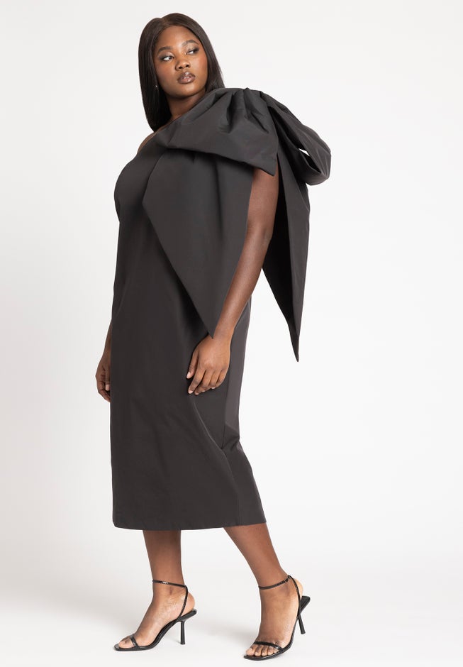 One Shoulder Bow Column Dress image number null