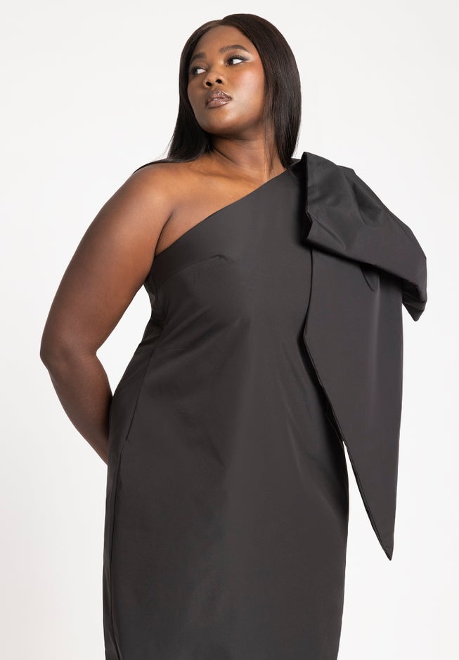 One Shoulder Bow Column Dress image number null
