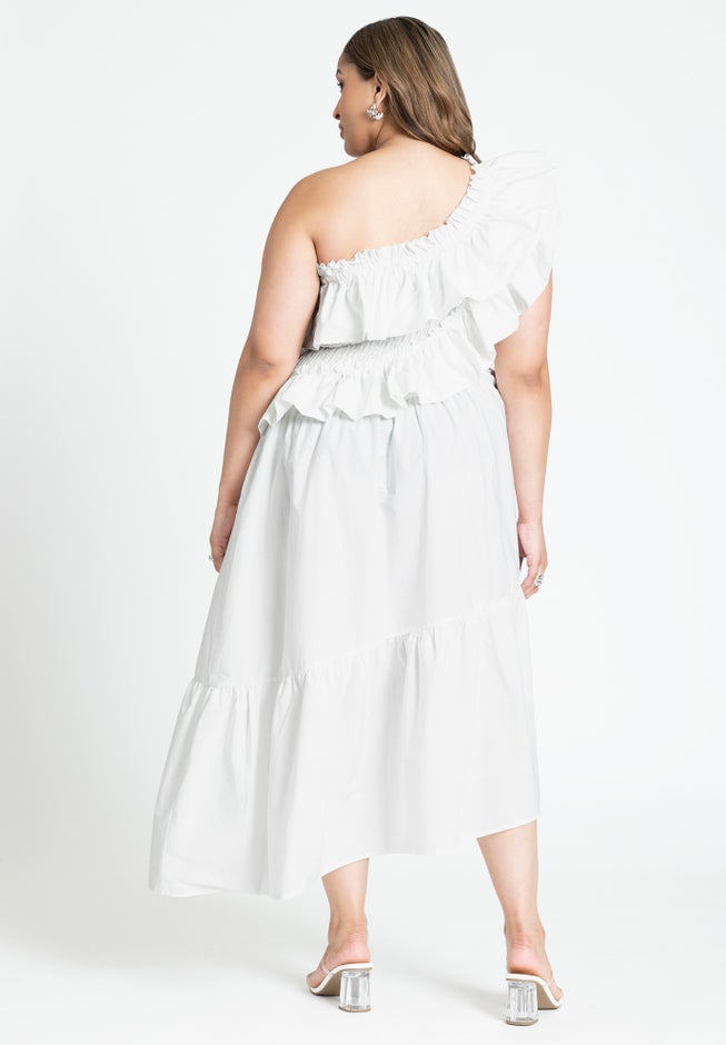 One Shoulder Dramatic Ruffle Dress image number null