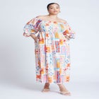 Printed Puff Sleeve Maxi Dress image number null