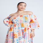 Printed Puff Sleeve Maxi Dress image number null