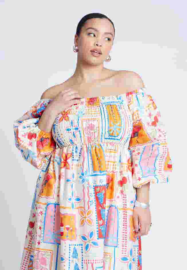 Printed Puff Sleeve Maxi Dress image number 4