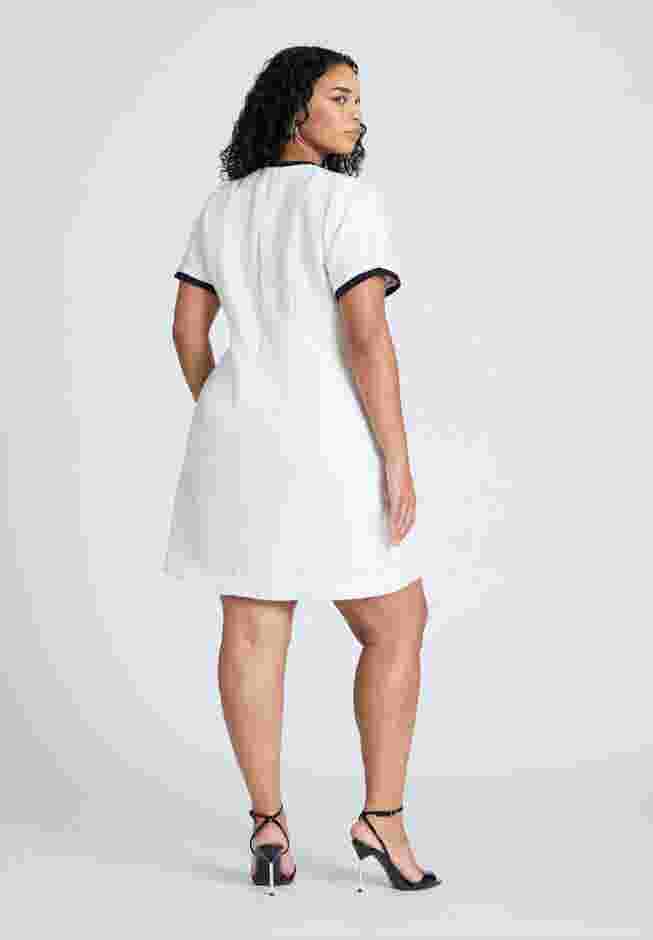 Contrast Piping Tweed Mini Dress image number 1