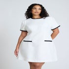 Contrast Piping Tweed Mini Dress image number null