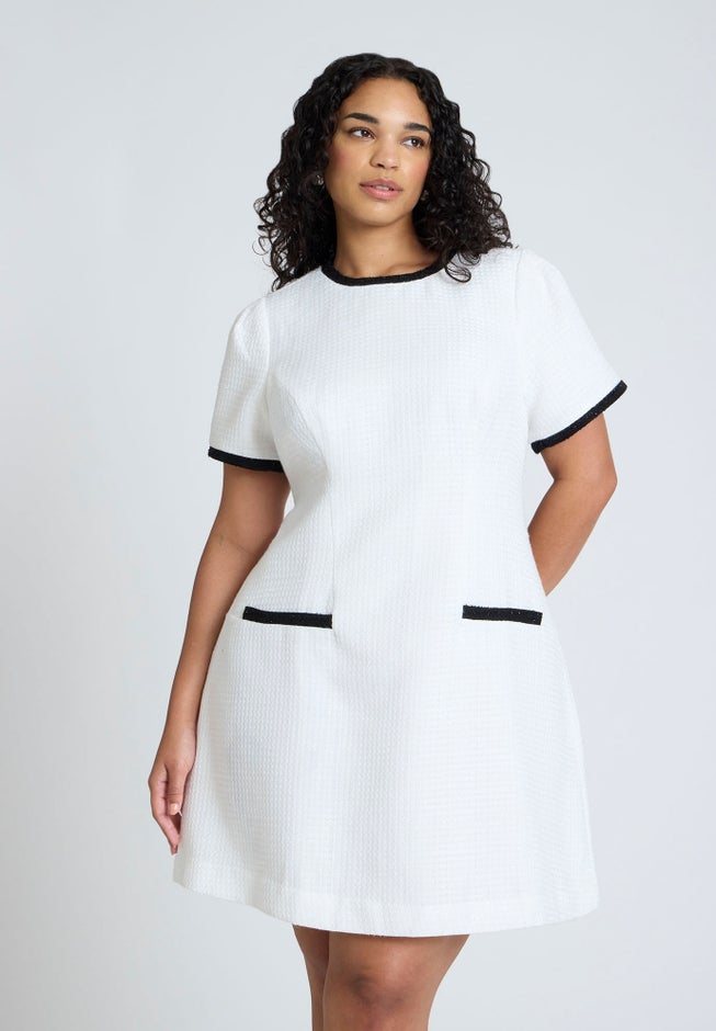 Contrast Piping Tweed Mini Dress image number null