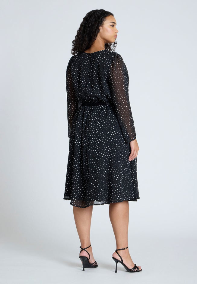 Circle Belt Printed Flare Dress image number 1