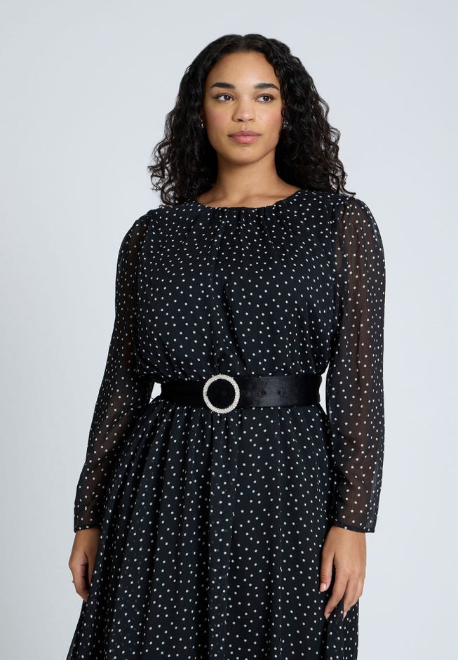 Circle Belt Printed Flare Dress image number 2