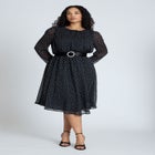 Circle Belt Printed Flare Dress image number null