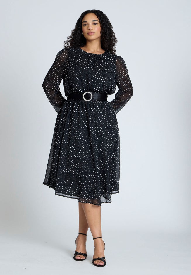 Circle Belt Printed Flare Dress image number 0